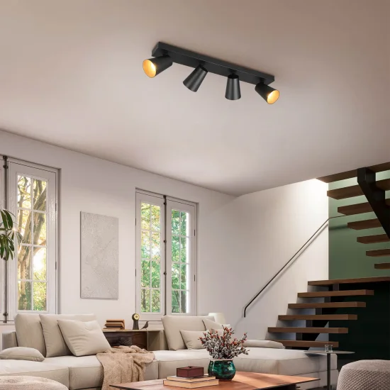 FOCO DE TECHO/PARED 4 LUCES METAL NEGRO GU10 SILVANO 2