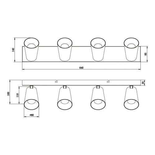 FOCO DE TECHO/PARED 4 LUCES METAL NEGRO GU10 SILVANO FOCO DE TECHO/PARED 4 LUCES METAL NEGRO GU10 SILVANO