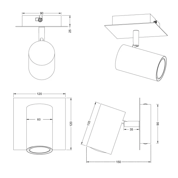 FOCO DE TECHO/PARED METAL COFFEE/GRIS GU10 GRAFTON FOCO DE TECHO/PARED METAL COFFEE/GRIS GU10 GRAFTON