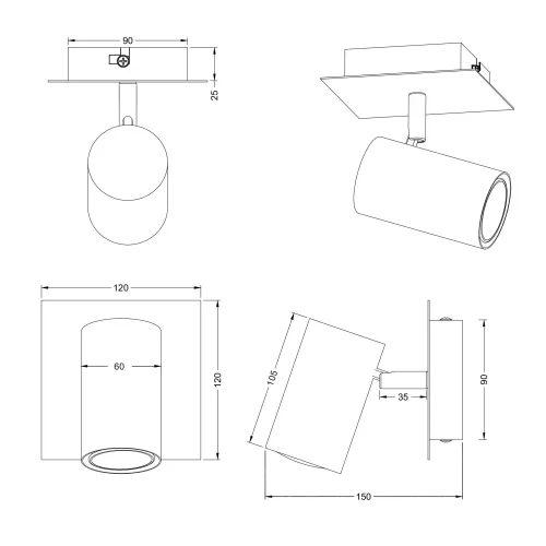 FOCO DE TECHO/PARED METAL COFFEE/GRIS GU10 GRAFTON FOCO DE TECHO/PARED METAL COFFEE/GRIS GU10 GRAFTON