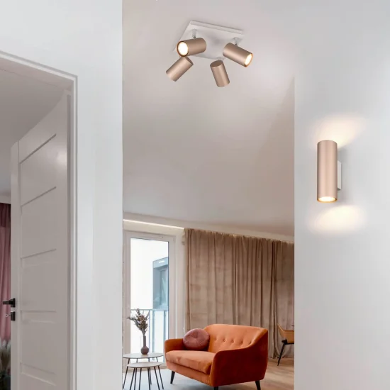FOCO DE TECHO/PARED 4 LUCES METAL COFFEE/GRIS GU10 GRAFTON 2