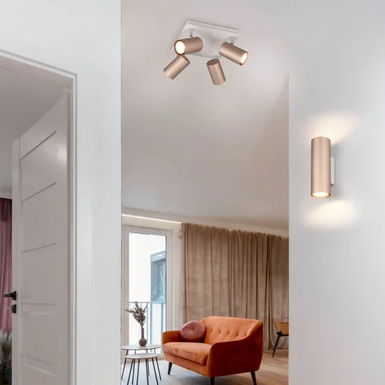 APLIQUE DE PARED 2 LUCES BIDIRECCIONAL METAL COFFEE/GRIS GU10 GRAFTON 2
