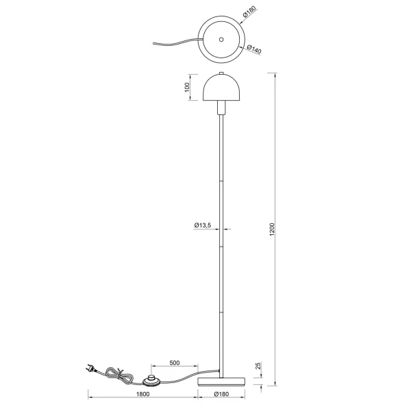 LÁMPARA DE PIE METAL GRIS ABSOLUTO E14 GASPAR LÁMPARA DE PIE METAL GRIS ABSOLUTO E14 GASPAR
