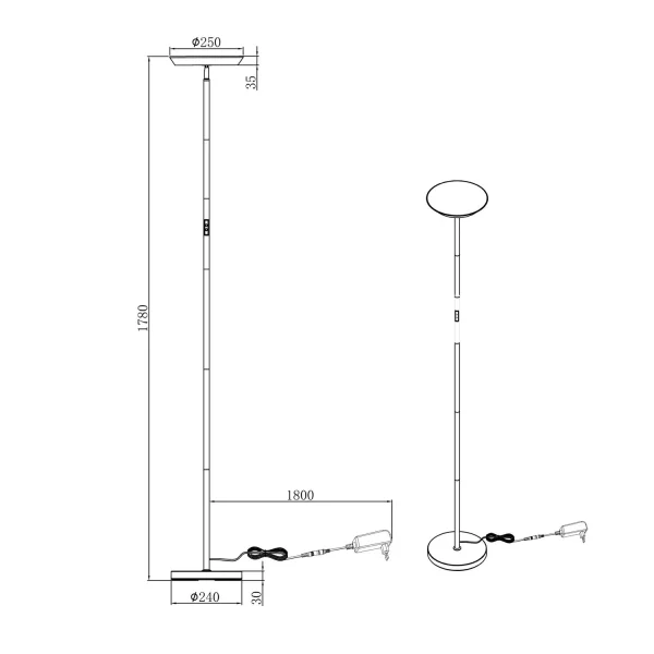 LÁMPARA DE PIE LED 17W REGULABLE 2700-6500K BLANCO SCHUBERT LÁMPARA DE PIE LED 17W REGULABLE 2700-6500K BLANCO SCHUBERT