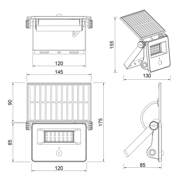 APLIQUE EXTERIOR SOLAR 10W 3000K-6000K SENSOR BASCULANTE IP54 MUSCARI