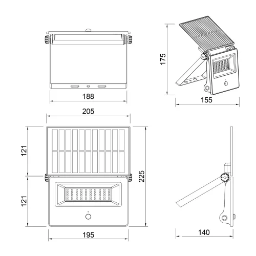 APLIQUE EXTERIOR SOLAR 18W 3000K-6000K C/SENSOR BASCULANTE IP54 MUSCARI
