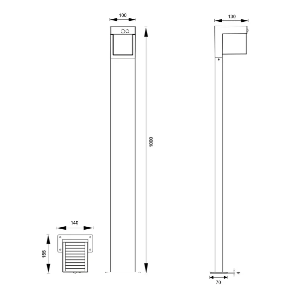 BALIZA EXTERIOR SOLAR 5,5W 4000K C/SENSOR IP44 100CM CORIANDER