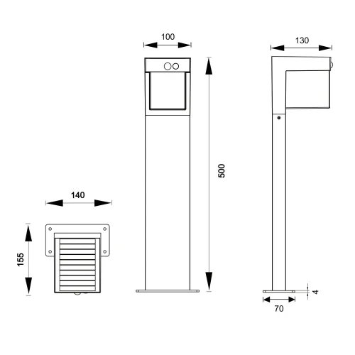 BALIZA EXTERIOR SOLAR 5,5W 4000K C/SENSOR IP44 50 CM CORIANDER