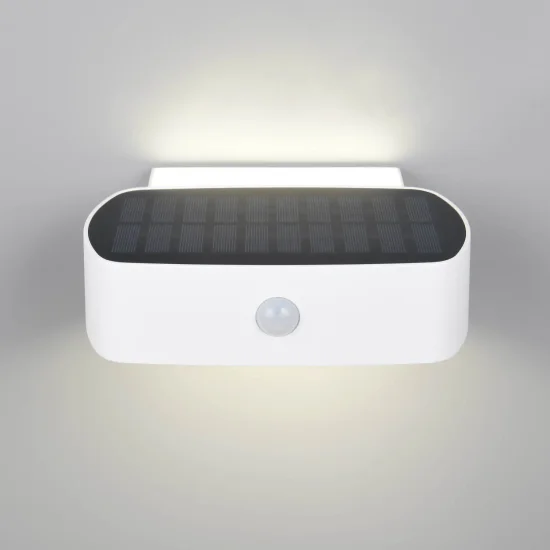 APLIQUE EXTERIOR SOLAR HÍBRIDO 6W 4000K C/SENSOR IP44 BLANCO BEGA 2
