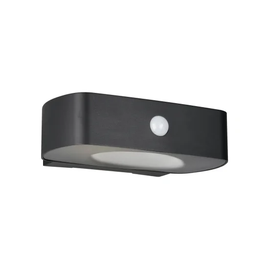 APLIQUE EXTERIOR SOLAR HÍBRIDO 6W 4000K C/SENSOR IP44 NEGRO BEGA