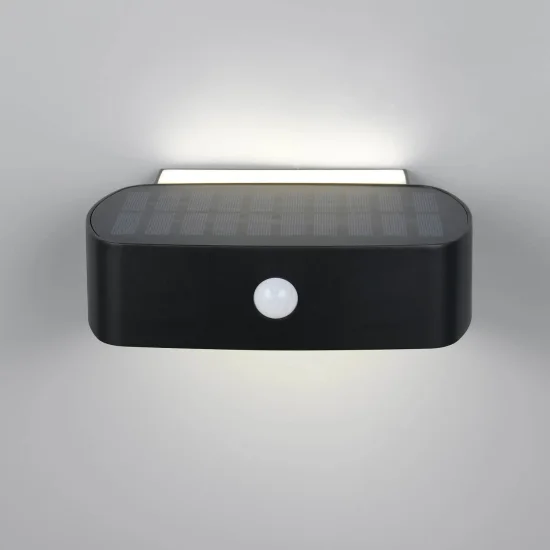 APLIQUE EXTERIOR SOLAR HÍBRIDO 6W 4000K C/SENSOR IP44 NEGRO BEGA 2