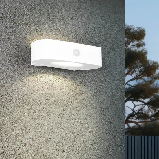 APLIQUE EXTERIOR SOLAR HÍBRIDO 6W 4000K C/SENSOR IP44 BLANCO BEGA