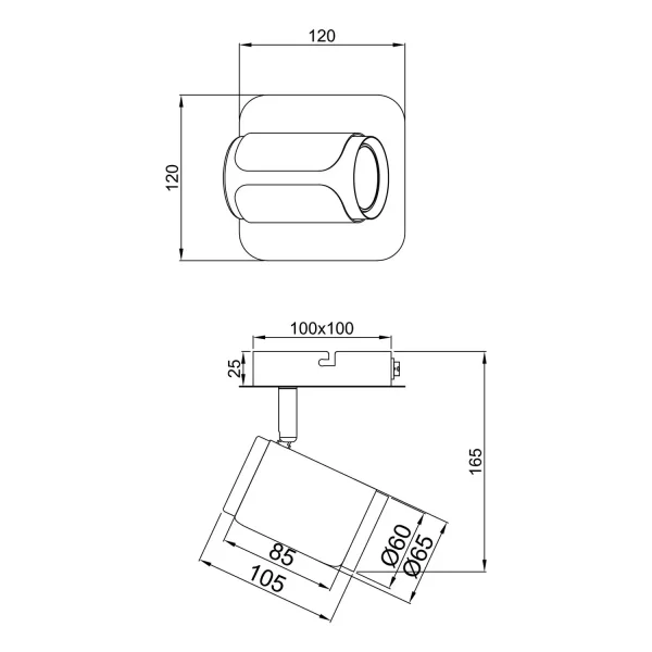 FOCO DE PARED/TECHO GU10 METAL NÍQUEL MATE GIADA