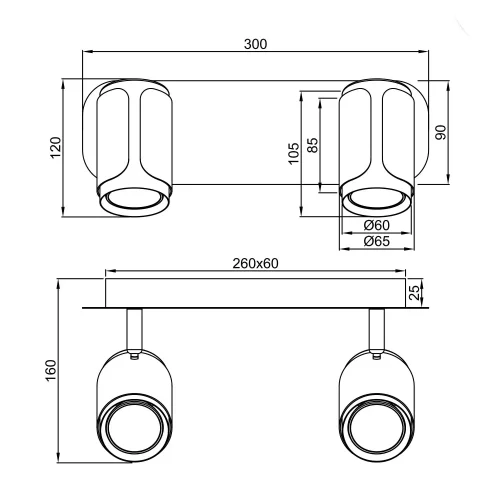 FOCO DE PARED/TECHO 2 LUCES GU10 METAL COFFEE GIADA FOCO DE PARED/TECHO 2 LUCES GU10 METAL COFFEE GIADA