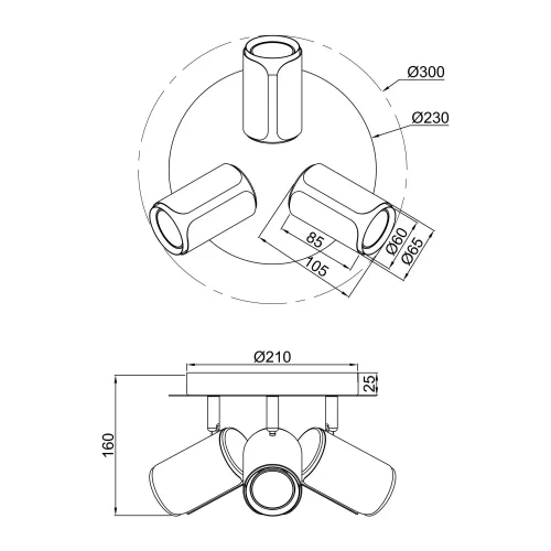 FOCO DE PARED/TECHO 3 LUCES GU10 METAL NÍQUEL MATE GIADA FOCO DE PARED/TECHO 3 LUCES GU10 METAL NÍQUEL MATE GIADA
