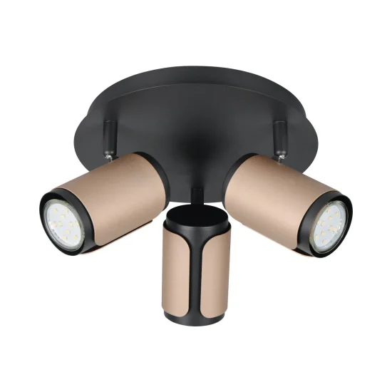 FOCO DE PARED/TECHO 3 LUCES GU10 METAL COFFEE GIADA 2