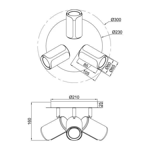 FOCO DE PARED/TECHO 3 LUCES GU10 METAL COFFEE GIADA FOCO DE PARED/TECHO 3 LUCES GU10 METAL COFFEE GIADA
