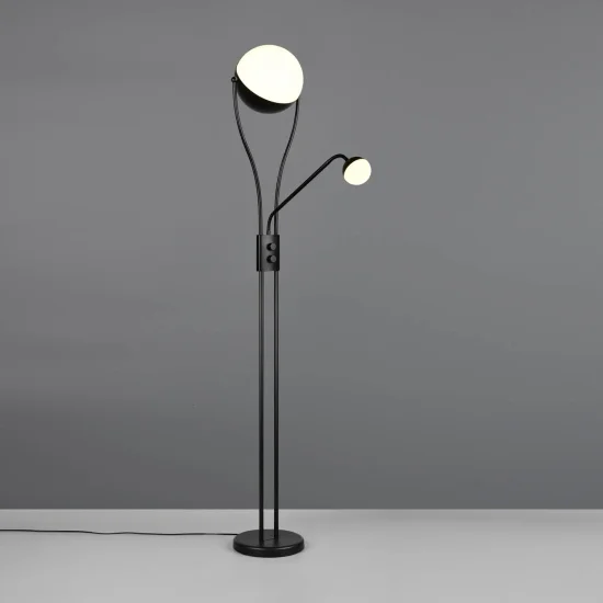 LÁMPARA DE PIE LED 18W+3,8W 3000K METAL NEGRO CASCADA 2