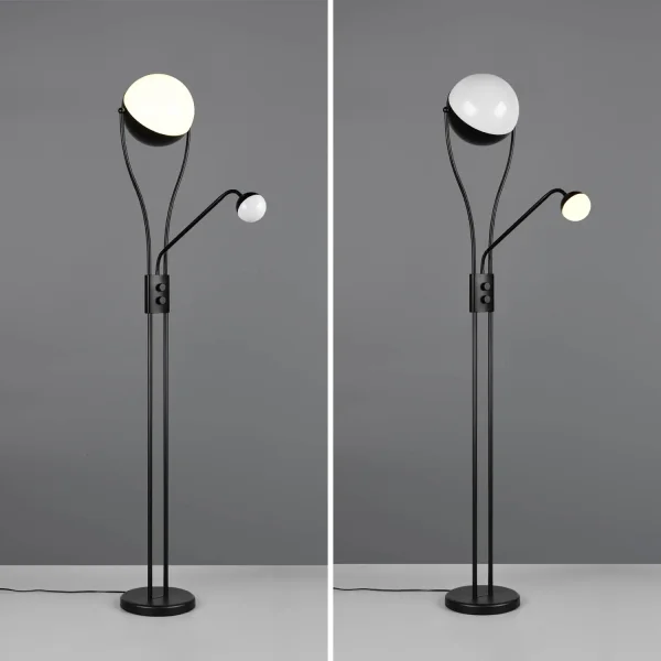 LÁMPARA DE PIE LED 18W+3,8W 3000K METAL NEGRO CASCADA LÁMPARA DE PIE LED 18W+3,8W 3000K METAL NEGRO CASCADA