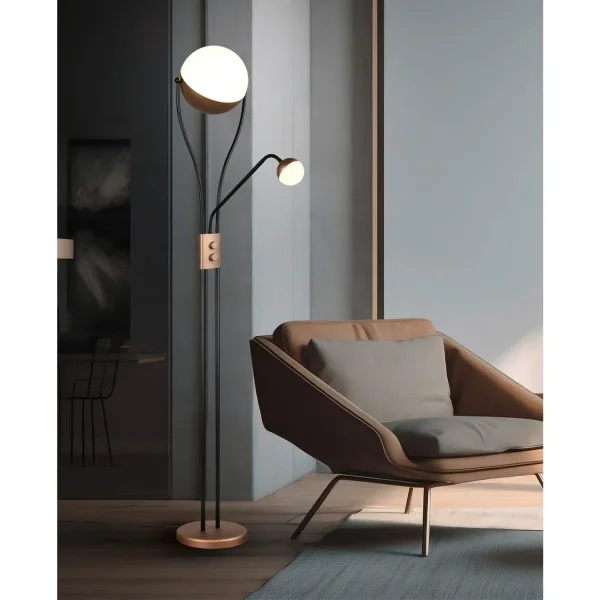 LÁMPARA DE PIE LED 18W+3,8W 3000K METAL COFFEE CASCADA LÁMPARA DE PIE LED 18W+3,8W 3000K METAL COFFEE CASCADA