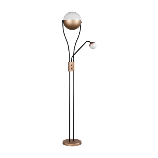 LÁMPARA DE PIE LED 18W+3,8W 3000K METAL COFFEE CASCADA