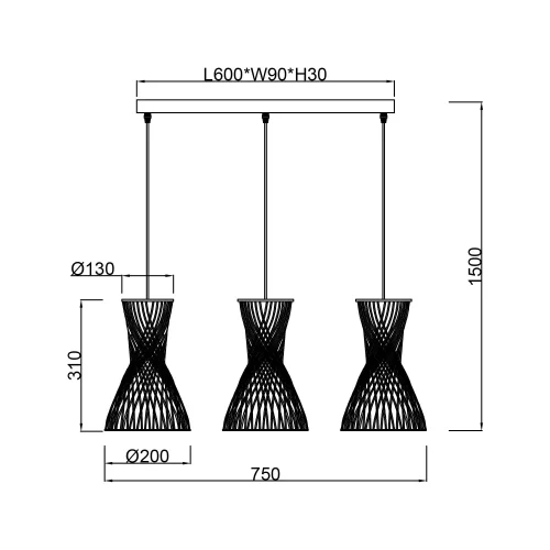 LÁMPARA DE TECHO 3 LUCES E27 PAPIERGARN MARRÓN NAHELE LÁMPARA DE TECHO 3 LUCES E27 PAPIERGARN MARRÓN NAHELE