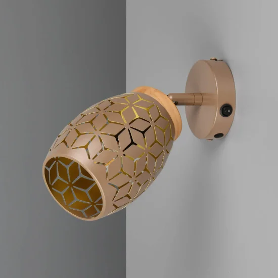 APLIQUE DE PARED 1 LUZ METAL COFFEE E14 BIRKITA 2