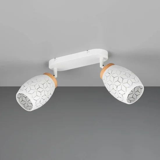 FOCO 2 LUCES TECHO/PARED METAL BLANCO E14 BIRKITA 2