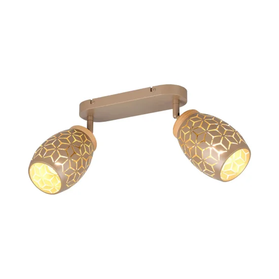 FOCO 2 LUCES TECHO/PARED METAL COFFEE E14 BIRKITA