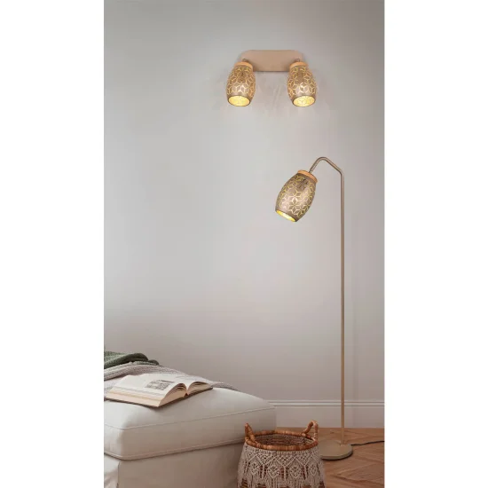 FOCO 2 LUCES TECHO/PARED METAL COFFEE E14 BIRKITA 2