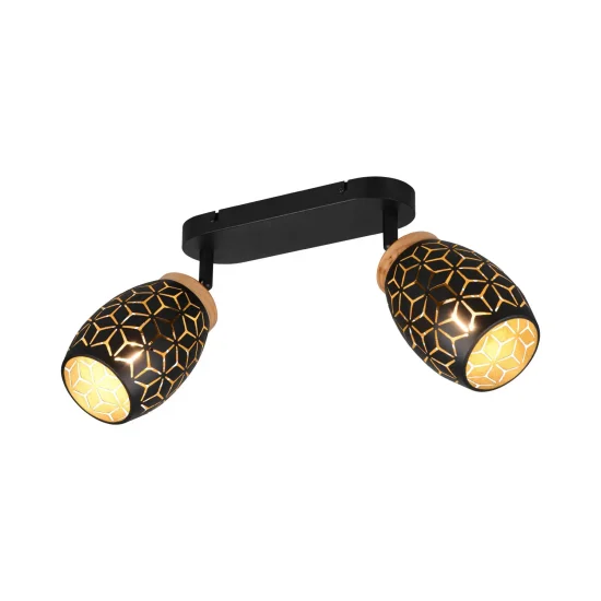 FOCO 2 LUCES TECHO/PARED METAL NEGRO E14 BIRKITA