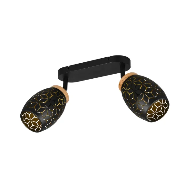 FOCO 2 LUCES TECHO/PARED METAL NEGRO E14 BIRKITA