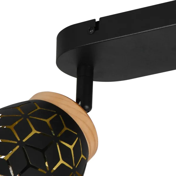 FOCO 2 LUCES TECHO/PARED METAL NEGRO E14 BIRKITA