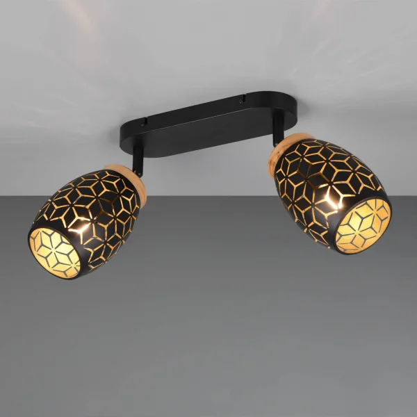 FOCO 2 LUCES TECHO/PARED METAL NEGRO E14 BIRKITA