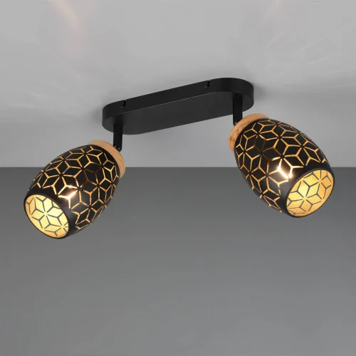 FOCO 2 LUCES TECHO/PARED METAL NEGRO E14 BIRKITA
