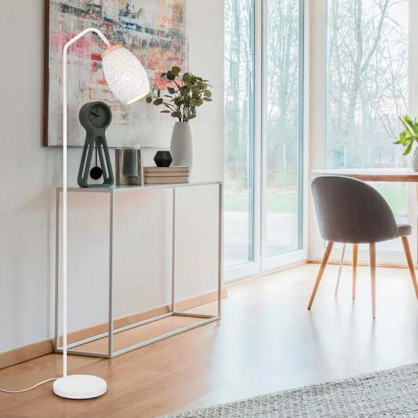 LÁMPARA DE PIE 1 LUZ METAL BLANCO E27 BIRKITA LÁMPARA DE PIE 1 LUZ METAL BLANCO E27 BIRKITA