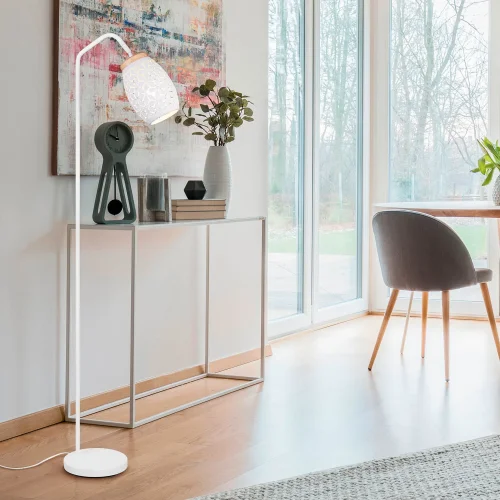 LÁMPARA DE PIE 1 LUZ METAL BLANCO E27 BIRKITA LÁMPARA DE PIE 1 LUZ METAL BLANCO E27 BIRKITA