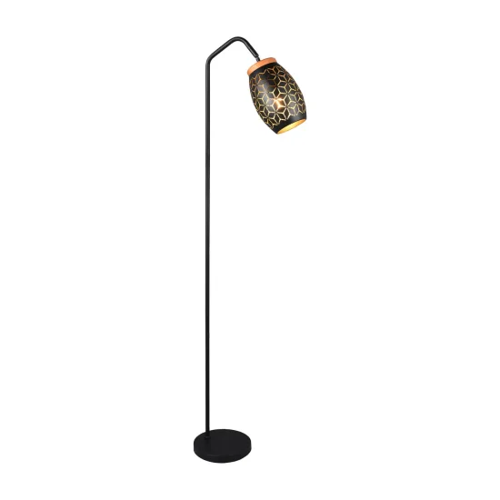 LÁMPARA DE PIE 1 LUZ METAL NEGRO E27 BIRKITA