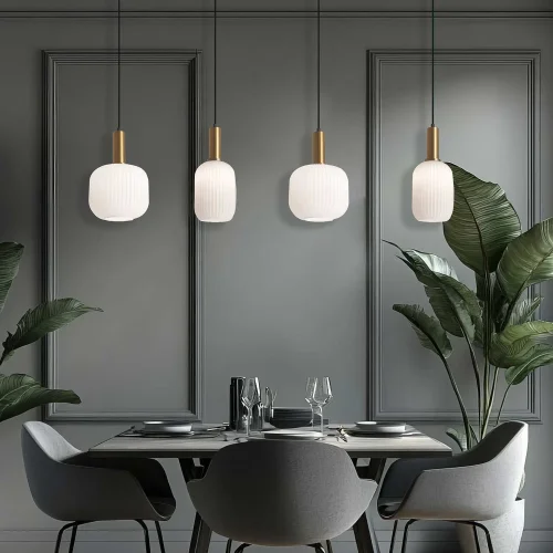 LÁMPARA DE TECHO 4 LUCES TULIPAS BLANCO OPAL E27 SHELBY