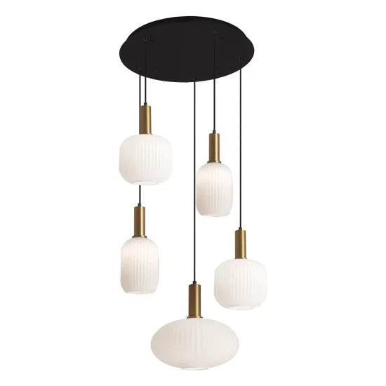 LÁMPARA DE TECHO 5 LUCES TULIPAS BLANCO OPAL Ø80 E27 SHELBY 2