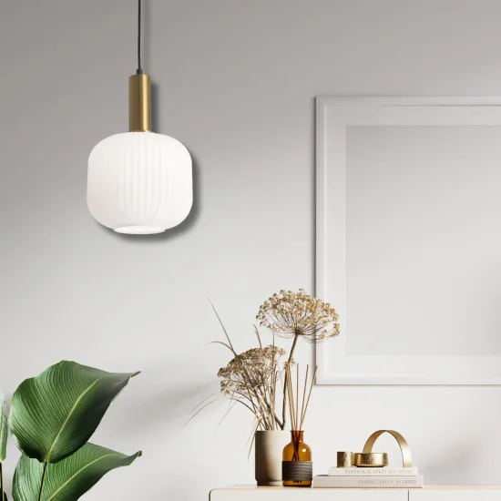 LÁMPARA DE TECHO 1 LUZ TULIPA BLANCO OPAL Ø20 E27 SHELBY 2