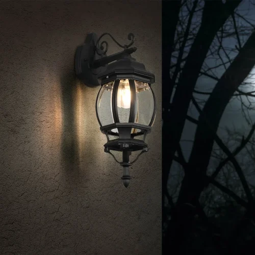 APLIQUE EXTERIOR DESCENDENTE E27 IP44 NEGRO ELOWEN