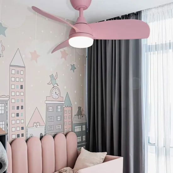 VENTILADOR INFANTIL CON LUZ LED 17W 3 ASPAS REGULABLE ROSA AERIS 2