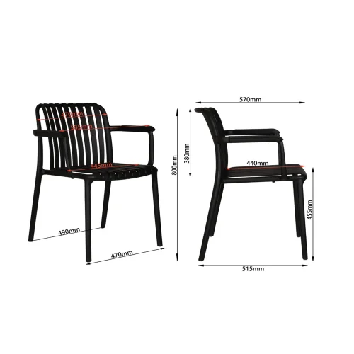 SILLA DE JARDIN CON REPOSABRAZOS POLIPROPILENO ARENA EOLIA