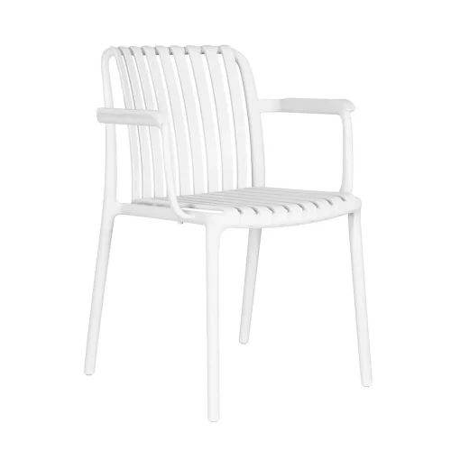 SILLA DE JARDIN CON REPOSABRAZOS POLIPROPILENO BLANCA EOLIA
