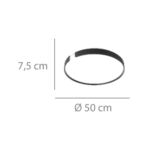 PLAFÓN DE TECHO LED 53W REGULABLE Ø50CM NEGRO NASHVILLE