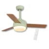 VENTILADOR DE TECHO CON LUZ 24 W MOTOR DC 3 ASPAS VERDE/MADERA RIVERDALE