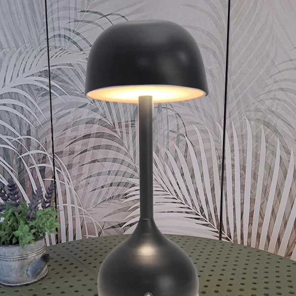 LÁMPARA DE MESA LED RECARGABLE INALÁMBRICA 203LM NEGRA IP44 SOLEA