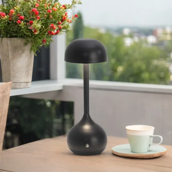 LÁMPARA DE MESA LED RECARGABLE INALÁMBRICA 203LM NEGRA IP44 SOLEA