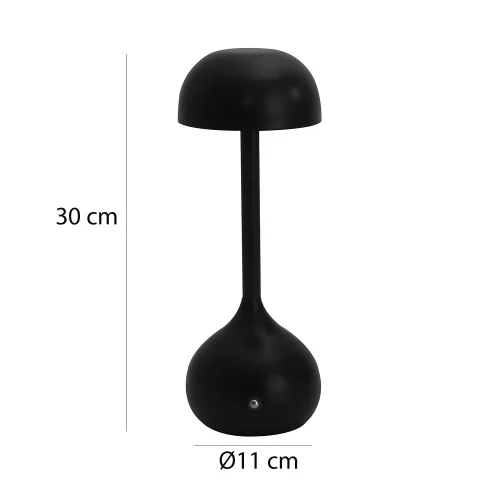 LÁMPARA DE MESA LED RECARGABLE INALÁMBRICA 203LM NEGRA IP44 SOLEA